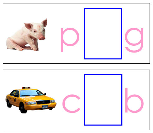 Vowel Sound Cards (print) - Pink/Blue - Montessori Print Shop