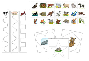 Mammals Cutting Work - Preschool Activity by Montessori Print Shop