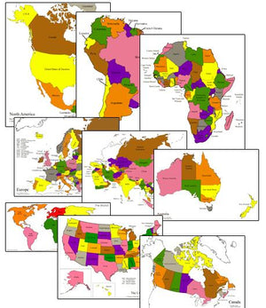 World Maps Bundle - Montessori Geography Maps