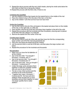 Primary Montessori Math Teaching Manual