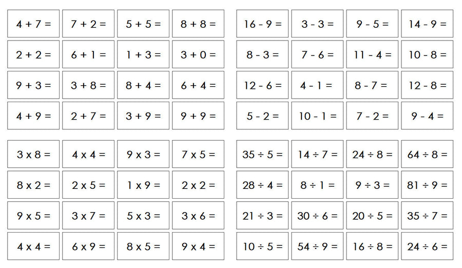 Math Operations Equation Slips - Montessori Print Shop math printable