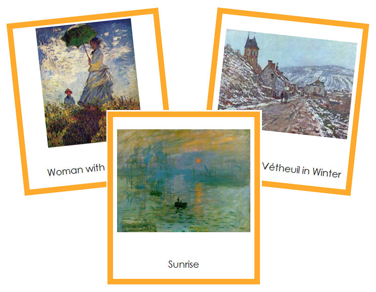 Claude Monet Art Cards (borders) - montessori art materials