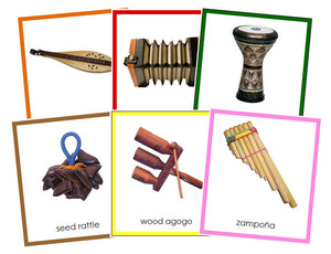 World Musical Instruments Bundle (color borders) - Montessori Print Shop