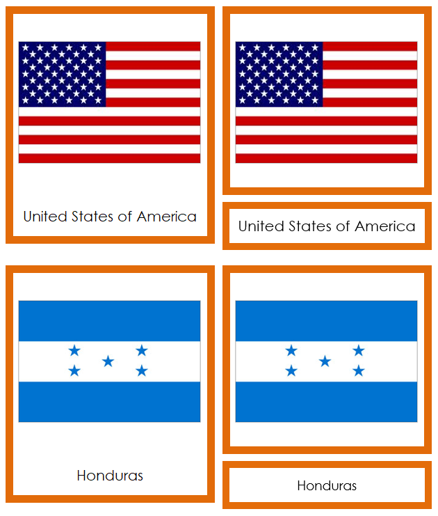 North American Flags (color-coded) - Montessori Print Shop