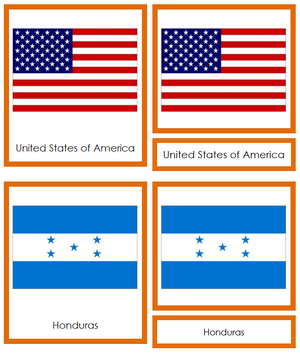 Flags of North America 3-Part Cards - Montessori Print Shop continent study
