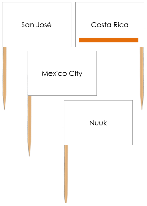 North American Capital Cities Pin Flags (color)- Montessori Print Shop