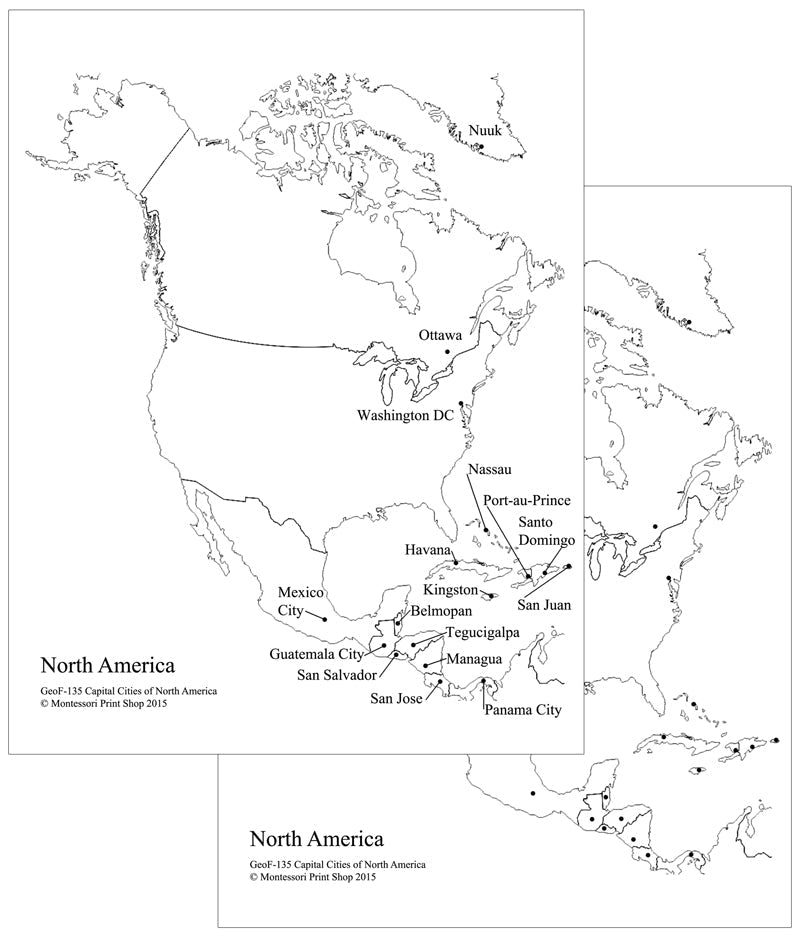 North American Capital Cities Map - Montessori Print Shop geography materials