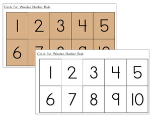 Number Cards for Montessori Number Rods