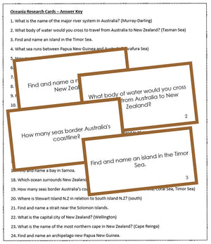 Oceanian Geography Research Cards (color-coded) - Montessori Print Shop geography materials