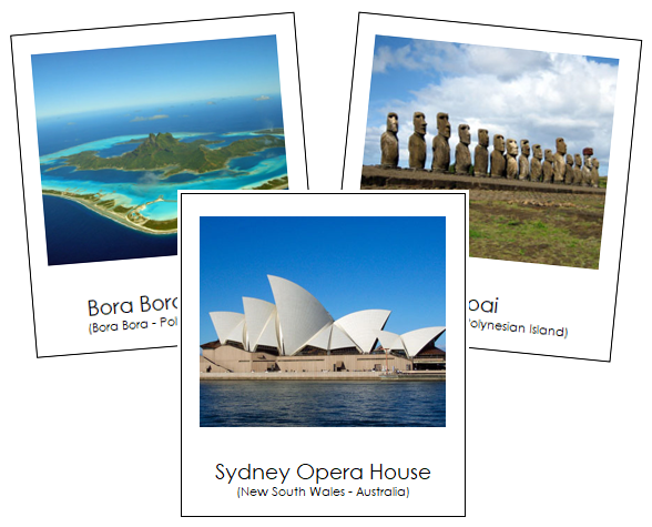 Australian/Oceanian Landmarks - Montessori geography cards