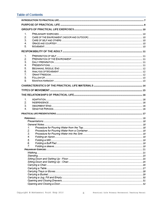 Primary Montessori Practical Life Teaching Manual