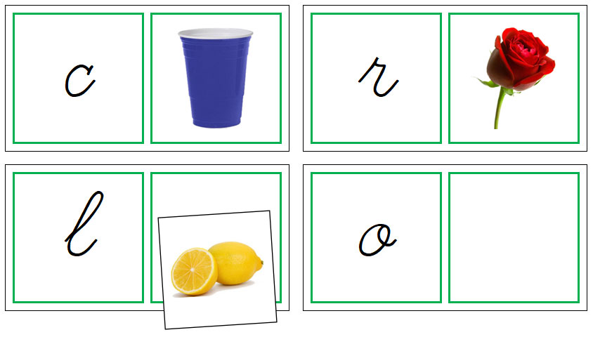 Phonetic Matching Cards - Set 3  (cursive) - Montessori Print Shop