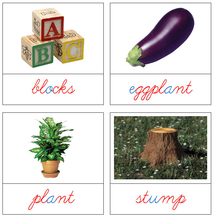 Phonetic Picture Cards Level 2 (cursive) - Montessori Print Shop