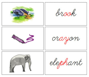 Step 3: Phonogram Words & Picture Cards - Set 2 - CURSIVE - Montessori Print Shop phonogram lesson