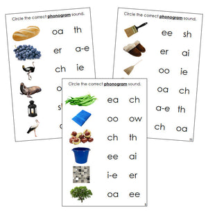 Step 3: Phonogram Sound Choice Cards - Set 1 (photos) - Montessori Print Shop language program