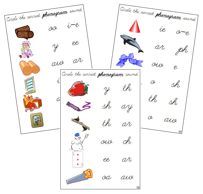 Step 3: Phonogram Sound Choice Cards - Set 2 - CURSIVE - Montessori Print Shop language lesson