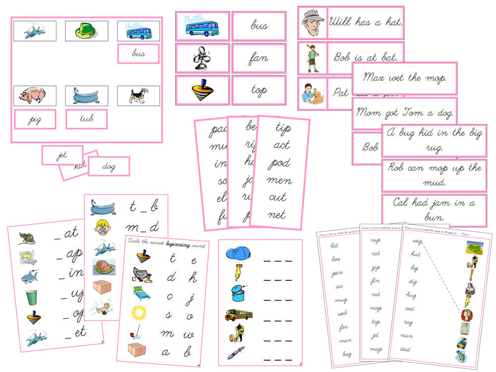 Pink Language Series Bundle (cursive) - Montessori Print Shop Phonics Program