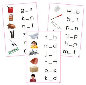 Pink Vowel Sound Cards (photos) - Montessori Print Shop language cards