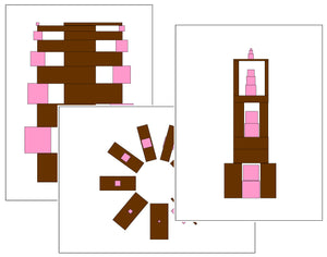 Montessori Pink Tower and Brown Stair Pattern Cards - Montessori Print Shop