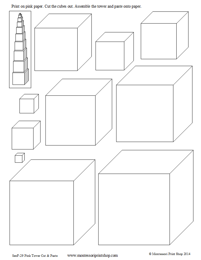 Pink Tower Cut & Paste - Montessori Print Shop Free Download pink-tower-cut-paste-montessori-print-shop-free-download
