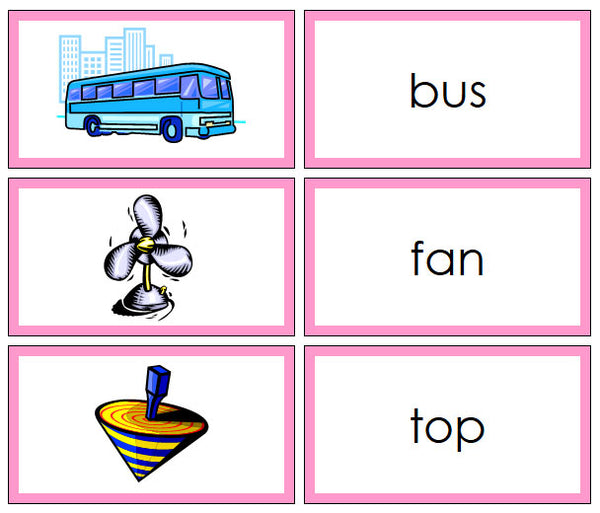 Pink Words & Picture Cards - Montessori Print Shop