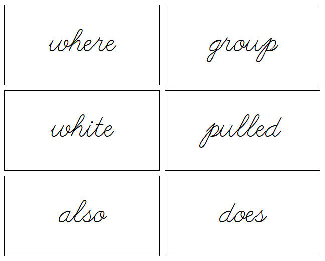 Puzzle Word Cards (cursive) - Montessori Print Shop