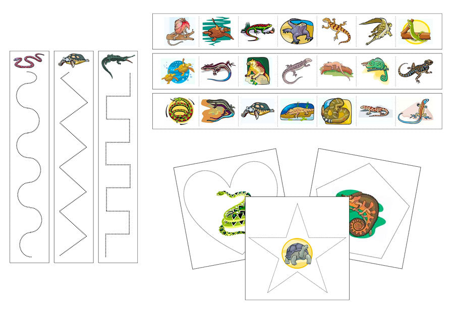 Reptiles Cutting Work - Preschool Activity by Montessori Print Shop