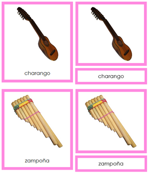 Musical Instruments of South America 3-Part Cards - Montessori Print Shop continent study