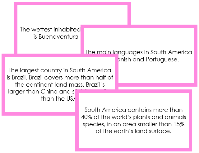 South America Fun Facts - Montessori geography cards