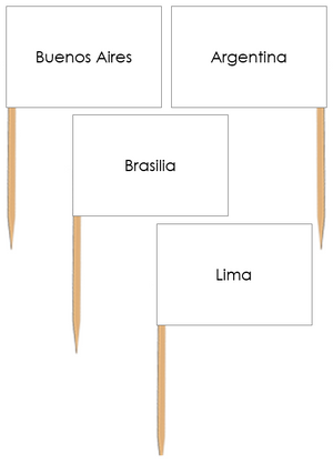 Capital Cities of South America Labels (Pin Map Flags) - Montessori Print Shop