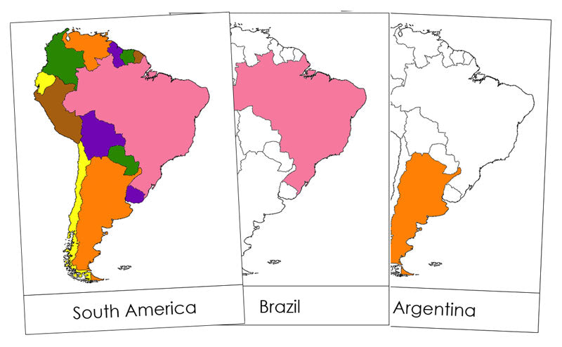 South America Flash Cards - Montessori geography materials
