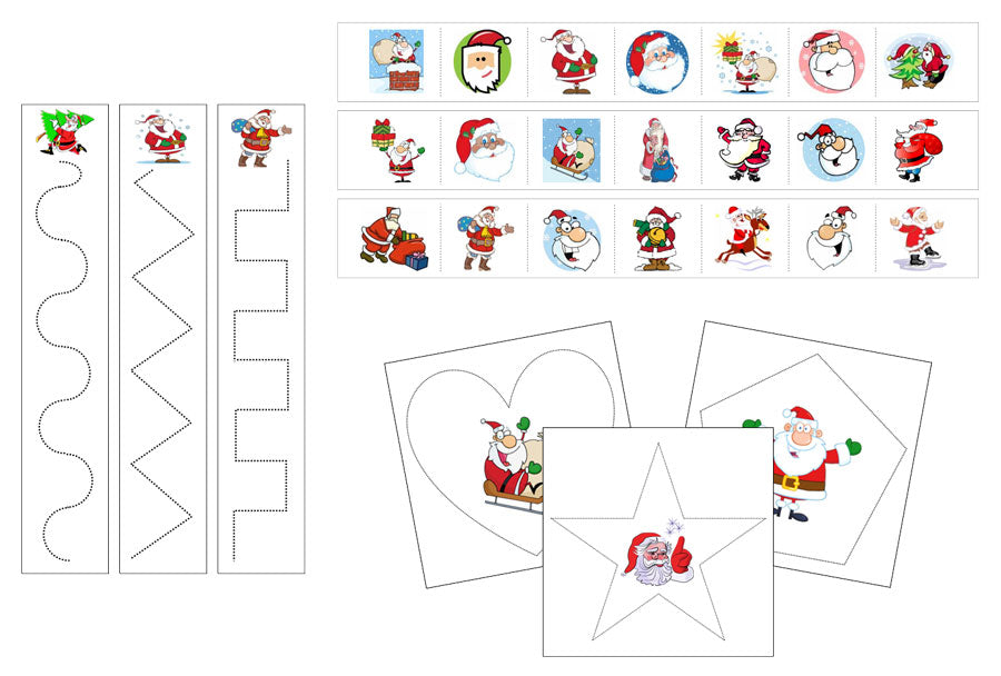 Santa Cutting Work - Montessori Print Shop Digital Download
