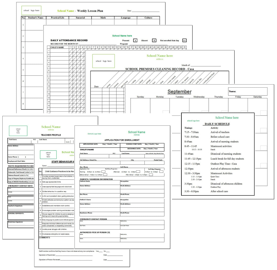 Montessori School Administrative Forms - Montessori Print Shop