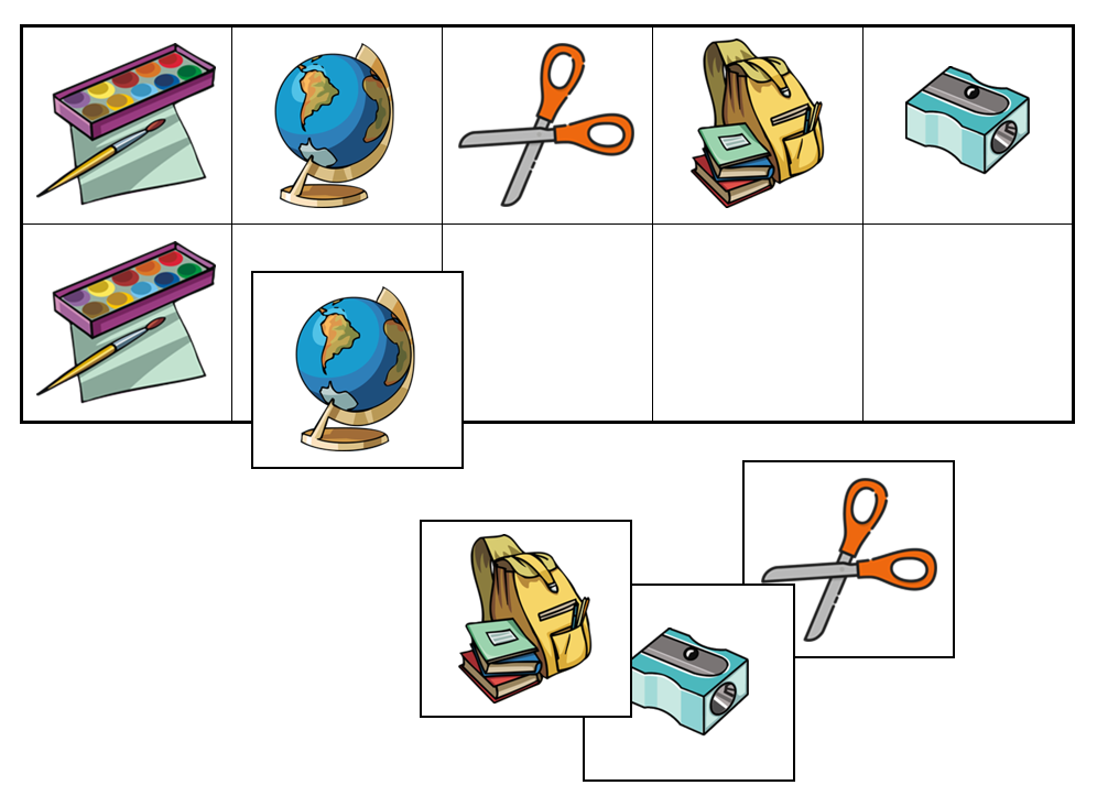 School Items Match-Up & Memory Game - Montessori Print Shop preschool activity