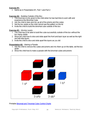 Primary Montessori Sensorial Teaching Manual
