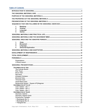 Primary Montessori Sensorial Teaching Manual