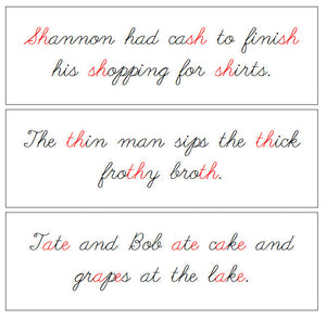 Step 3: Sentence Cards - CURSIVE - Montessori Print Shop phonogram lesson