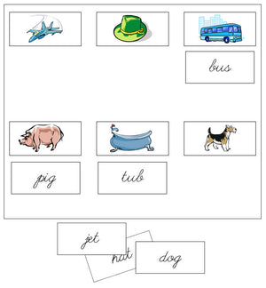 Step 1: Sheets & Labels - CURSIVE - Montessori Print Shop phonics lesson