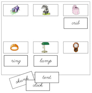 Step 2: Sheets & Labels - CURSIVE - Montessori Print Shop phonics lesson