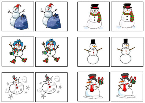 Snowman Match-Up & Memory Game - Montessori Print Shop