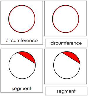Study of a Circle Cards - Montessori geometry 3-Part Cards