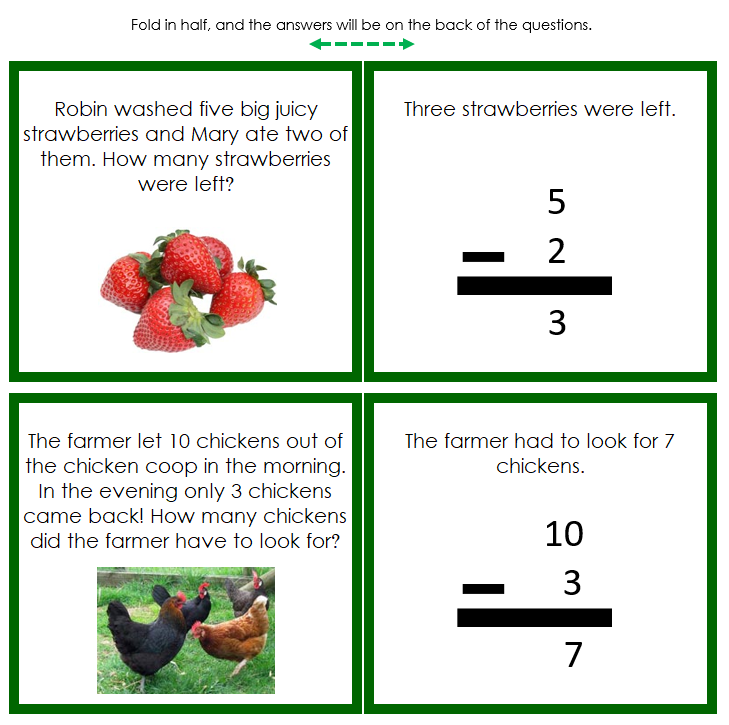 Subtraction Word Problems (color) - Montessori Print Shop