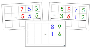 Montessori Subtraction Command Cards (color) - Montessori Print Shop