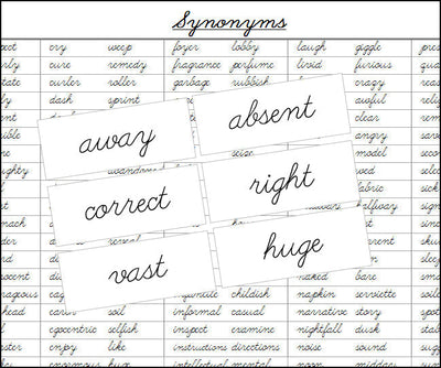 Primary Grammar Cards (cursive) - Montessori Print Shop