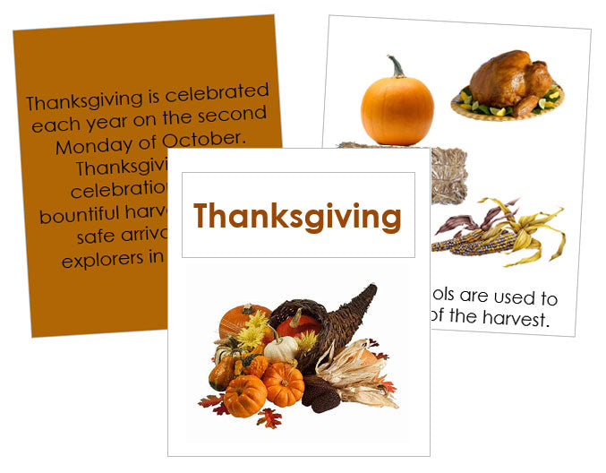 Thanksgiving Cards & Booklet (Cdn) - Montessori Print Shop
