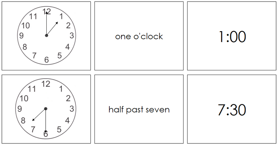 Time Cards - Montessori Print Shop
