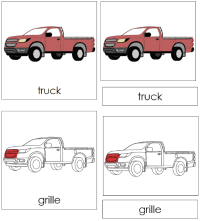 Truck Nomenclature Cards (red) - Montessori Print Shop