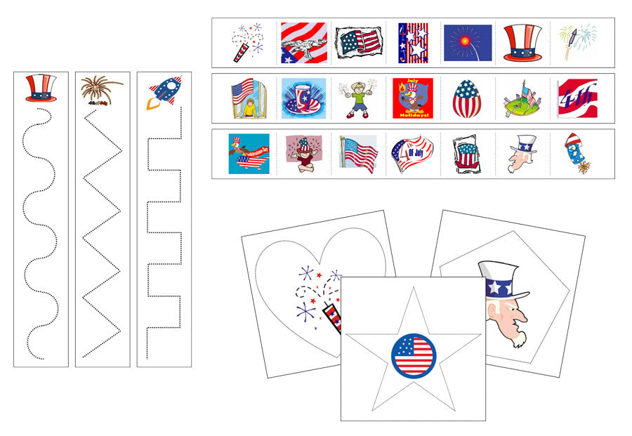 US Fourth of July Cutting Work - Preschool Activity by Montessori Print Shop