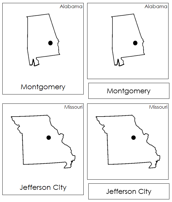 United States Capital Cities 3-part cards - Montessori Print Shop