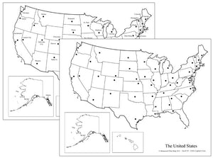 United States Capital Cities Map - Montessori Print Shop geography materials